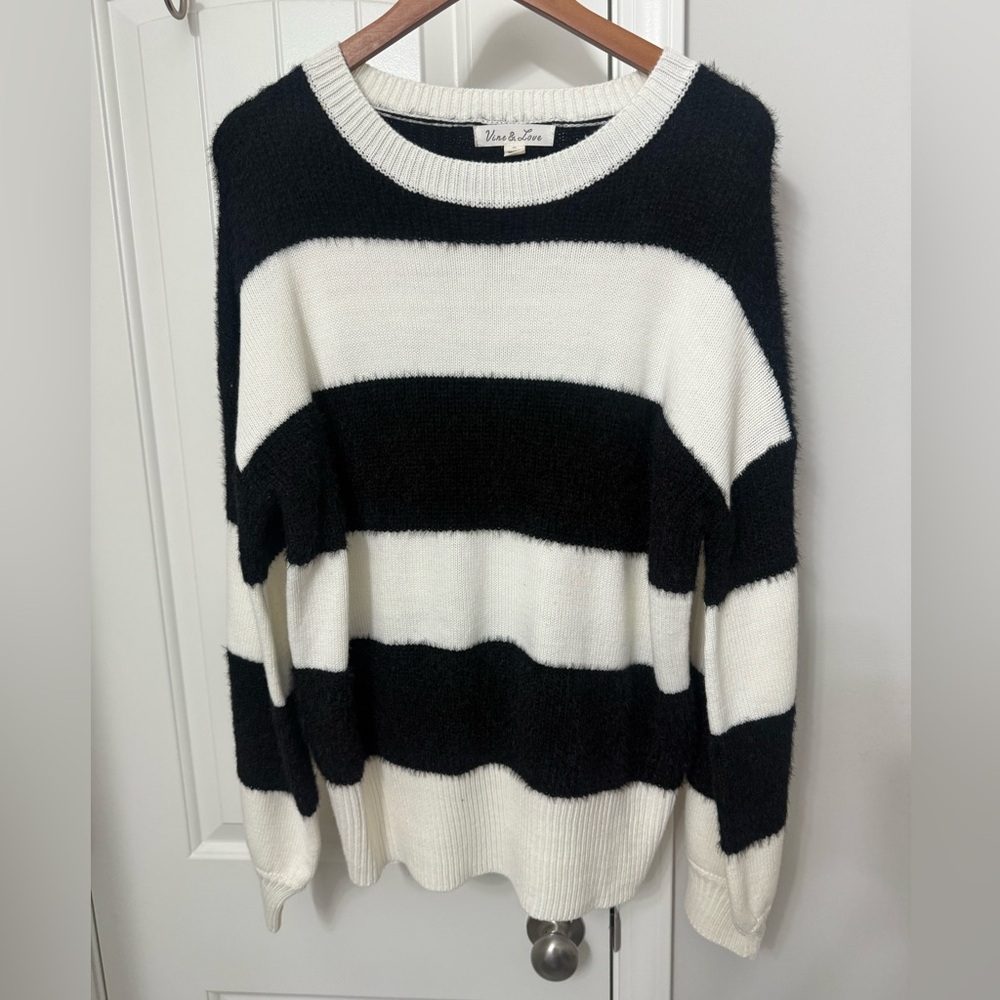Vine & Love Monochrome Striped Sweater